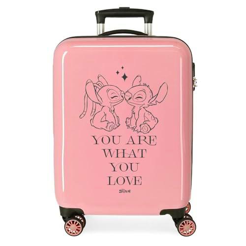 Joumma Disney Stitch You Love Maleta de Cabina Rosa 38x55x20 cms Rígida ABS Cierre de combinación Lateral 34L 2 kgs 4 Ruedas Equipaje Mano