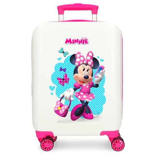 Joumma Disney Minnie Good Mood Maleta de Cabina Blanco 33x50x20 cms Rígida ABS Cierre de combinación Lateral 28,4L 2 kgs 4 Ruedas Dobles Equipaje Mano