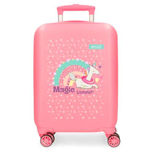 Enso Magic Summer Maleta de Cabina Rosa 33x50x20 cms Rígida ABS 33L 2 kgs 4 Ruedas Dobles Equipaje Mano