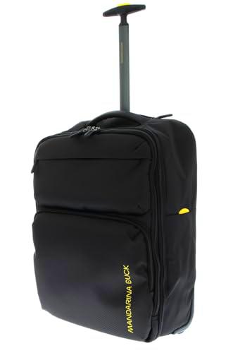 Mandarina Duck Zephyr - Mochila con Ruedas, Negro, Trolley a Due ruote in Tessuto morbido ad Effetto 3D