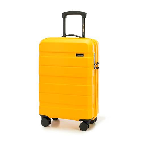 WITTCHEN Comodo Line Maleta pequeña Equipaje de Mano Maleta de Cabina Bolsa de Viaje Equipaje Dura ABS Cerradura TSA Tamaño S Amarillo