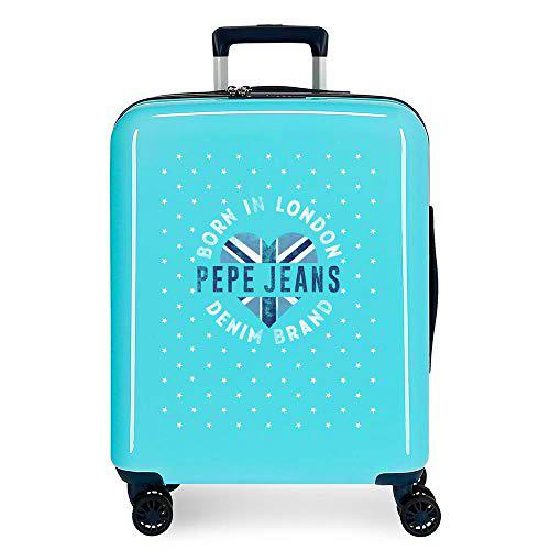 Pepe Jeans Emory Maleta de Cabina Azul 40x55x20 cms Rígida ABS Cierre TSA 38.4L 2,9Kgs 4 Ruedas Dobles Equipaje de Mano