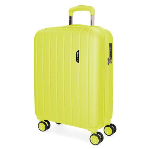 Movom Wood Maleta de Cabina Verde 40x55x20 cms Rígida ABS Cierre TSA 37L 2,8 kgs 4 Ruedas Dobles Equipaje Mano