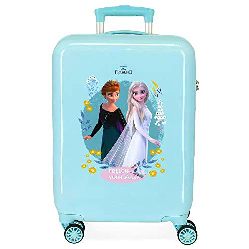 Disney Frozen Follow your dreams Maleta de cabina Azul 38x55x20 cms Rígida ABS Cierre de combinación lateral 34 2 kgs 4 ruedas dobles Equipaje de Mano