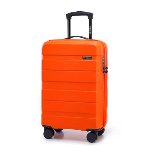 WITTCHEN Comodo Line Maleta pequeña Equipaje de Mano Maleta de Cabina Bolsa de Viaje Equipaje Dura ABS Cerradura TSA Tamaño S Naranja