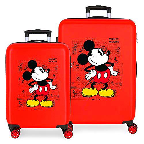 Disney Mickey Comic Juego de Maletas Rojo 55/68 cms Rígida ABS Cierre combinación 104L 4 Ruedas Dobles Equipaje de Mano