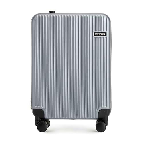 WITTCHEN Flexi Line Maleta de Cabina Ampliable Equipaje de Mano Bolsa de Cabina Maleta pequeña de policarbonato Cerradura TSA Cuatro Roles Dobles Mango telescópico de Aluminio Talla S Gris