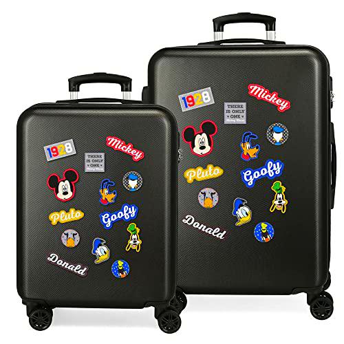 Disney Have a good day Mickey Juego de maletas Negro 55/68 cms Rígida ABS Cierre combinación 104L 4 Ruedas dobles Equipaje de Mano