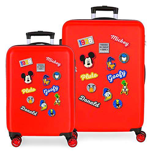 Disney Have a good day Mickey Juego de maletas Rojo 55/68 cms Rígida ABS Cierre combinación 104L 4 Ruedas dobles Equipaje de Mano