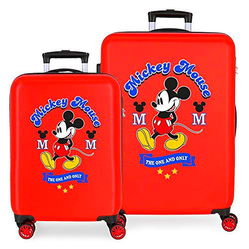 Disney Have a good day Mickey Juego de maletas Rojo 55/68 cms Rígida ABS Cierre combinación 104L 4 Ruedas dobles Equipaje de Mano