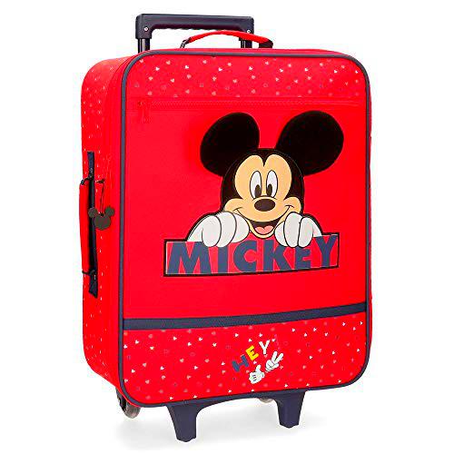 Disney Happy Mickey Maleta de Cabina Rojo 35x50x16 cms Blanda Poliéster 25L 1,8Kgs 2 Ruedas Equipaje de Mano