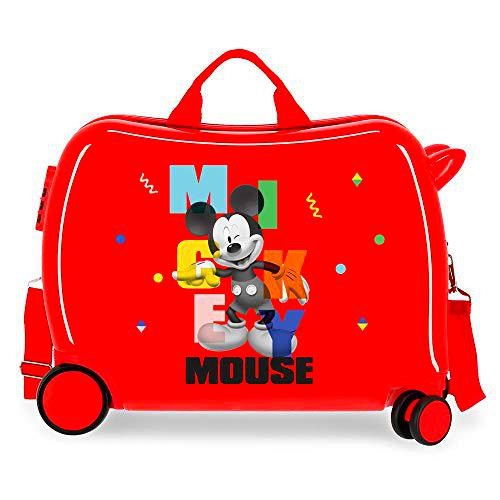 Disney Mickey'S Party Maleta Infantil Rojo 50x38x20 cms Rígida ABS Cierre de combinación Lateral 34L 3 kgs 4 Ruedas Equipaje de Mano