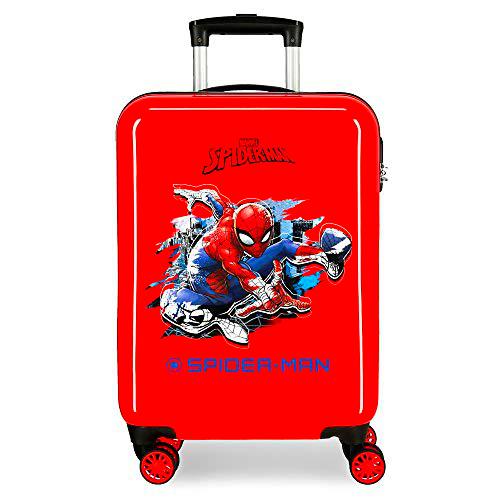 Marvel Spiderman Geo Maleta de cabina Rojo 37x55x20 cms Rígida ABS Cierre combinación 34L 2,6Kgs 4 Ruedas Dobles Equipaje de Mano